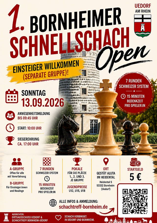 1. Bornheimer Schnellschach Open im September 2026 - - Aushang